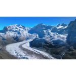 ویدیو استوک مناظر هوایی زرمات و ساس-فی با رودخانه یخچالی در آلپ سوئیس