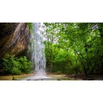 ویدیو استوک غار پنهان پشت آبشار در جنگل عمیق