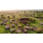 ویدیو استوک روستای سنتی ماسایی در غروب آفتاب