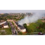 ویدیو استوک آتش‌نشانان در حال فعالیت از نمای هوایی