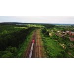 ویدیو استوک نمای هوایی قطارها در جنگل